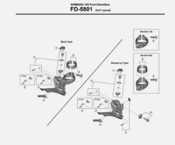 SHIMANO 105 FD-5801, upevňovací a seřizovací jednotka 